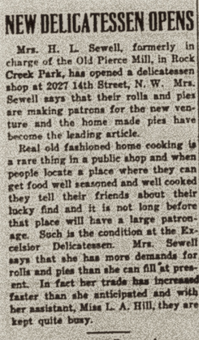 New Delicatessen Washington Tribune April 22, 1922