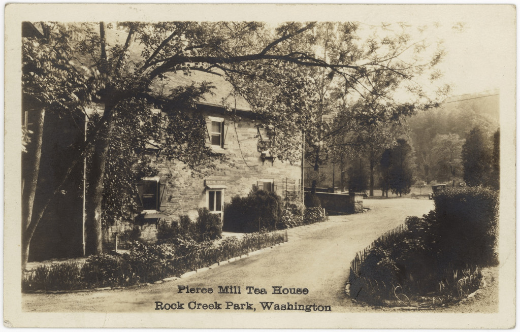 Old black and white postcard of Peirce Mill.