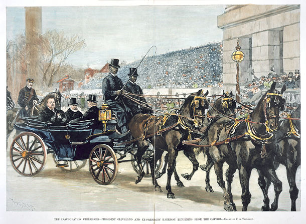 19th-century newspaper illustration of a horse drawn carriage.