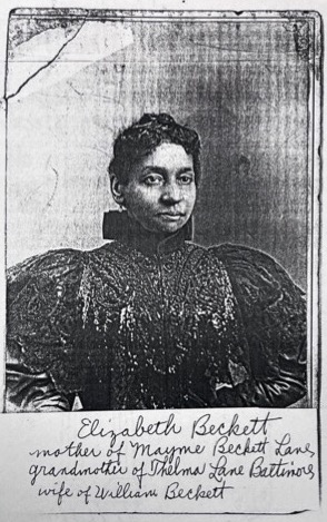 9 Elizabeth Reed Beckett wife of William Beckett Album photograph of a woman in a dress with puffy sleeves